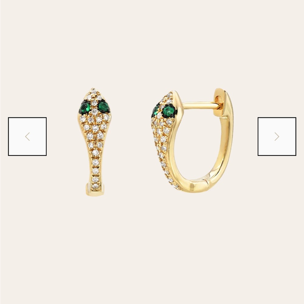 Diamond Snake Gold Huggie earrings (Zoe Lev Jewelry - brand new)